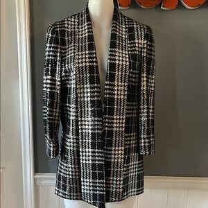 Kasper Sequin Black and Silver Plaid Women's Jacket